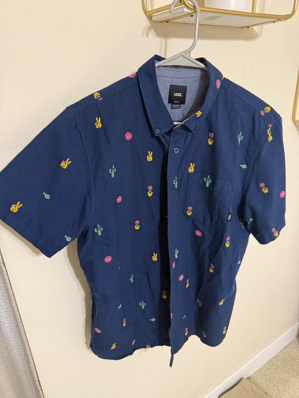 Vans Navy Short-Sleeve Button-Up Shirt